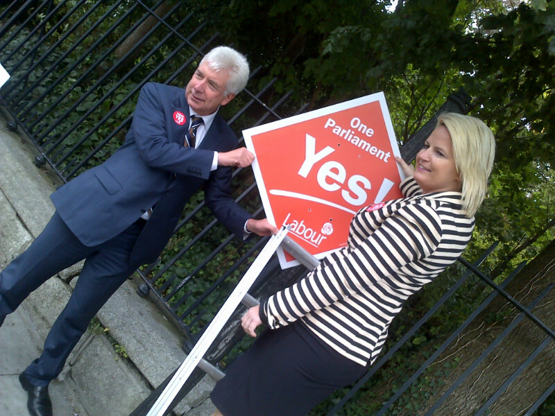Alex White TD and Senator Lorraine Higgins campaigning for a YES vote in the Oct. 4th referenda. 