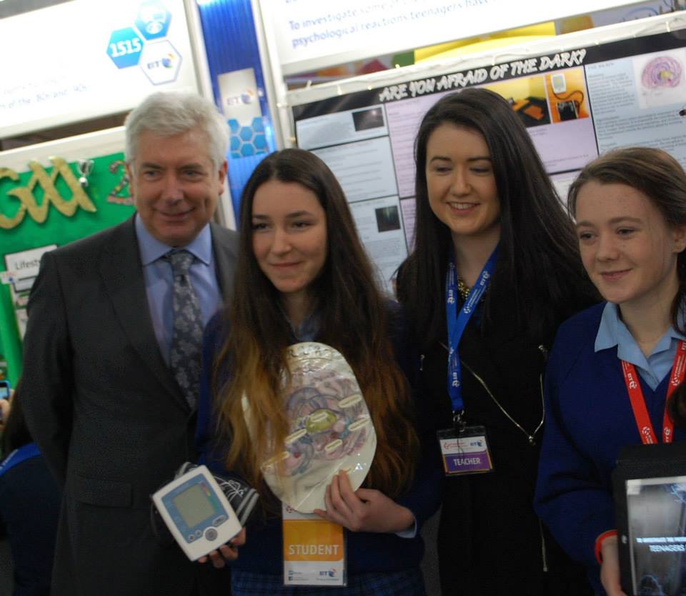 Minister Alex White with students from Jesus and Mary College Our Lady’s Grove and their teacher
